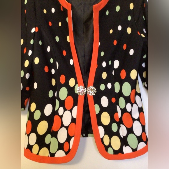 Vintage Tally Taylor brown orange blazer Jacket faux Diamond Closure size 12 - Picture 3 of 8